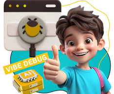 Тестирование & Vibe Debug. Охотники за багами - КИБЕРшкола программирования для детей, компьютерные курсы для школьников, начинающих и подростков - KIBERone г. Жуковский