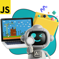 Язык программирования JavaScript + AI. Проектное обучение + геймификация + AI-помощники - КИБЕРшкола программирования для детей, компьютерные курсы для школьников, начинающих и подростков - KIBERone г. Жуковский